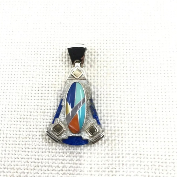 Sincerely Southwest Sterling Silver 925 Mosaic Pendant - Picture 5 of 11